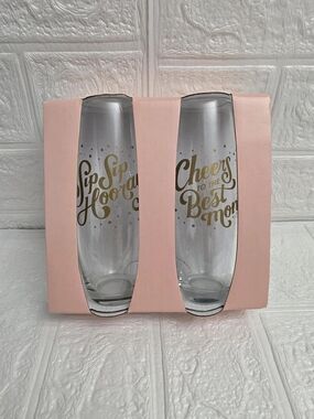 Spritz Best Mom Champagne Flute Set 2 Glasses 9.6oz Gift, New